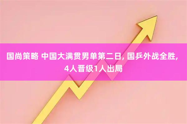 国尚策略 中国大满贯男单第二日, 国乒外战全胜, 4人晋级1人出局